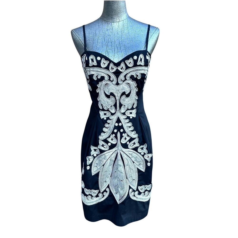 Ark & Co Black and Silver Embroidered Beaded Dress Medium